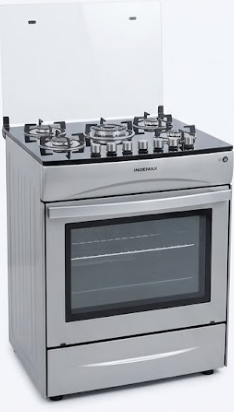 Fogão a Gás Indemax 5 Queimadores Inox com Mesa de Vidro e Queimador Tripla Chama